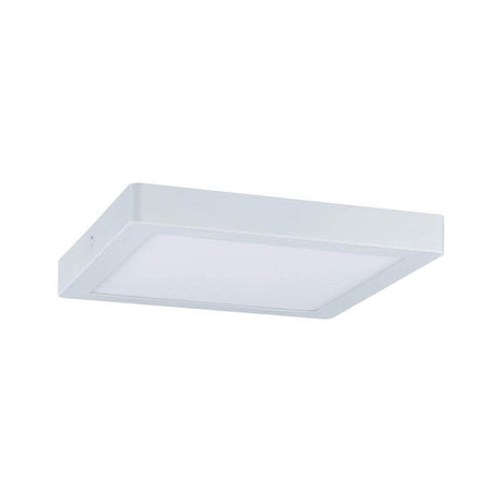 LED Panel Deckenleuchte Abia Eckig Weiß in flachem Design und satinierter Kunststoffabdeckung.