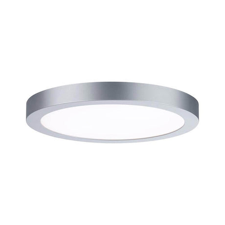 LED Panel Abia Rund Chrom-Matt Neutral-Weiß mit flachem Aufbau und gleichmäßiger Lichtverteilung.