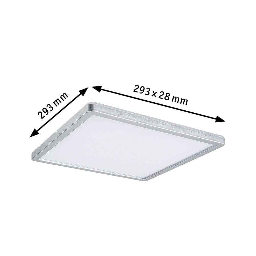 LED Panel Atria Shine Eckig Chrom-Matt 29 x 29cm mit Abmessungen 293x28mm, perfekt für Raumbeleuchtung.