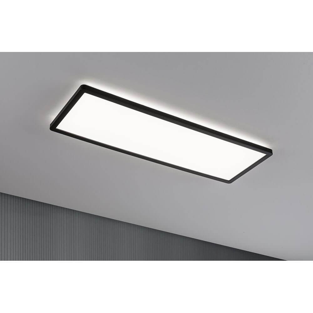 LED Decken Panel Atria Shine Schwarz, dimmbar, für wohnliche Beleuchtung, 580x200mm.