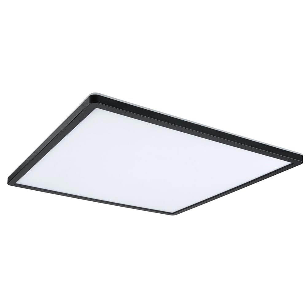 LED Panel Atria Shine Eckig Schwarz mit Stufen-Dimmer, quadratische LED-Deckenleuchte in Schwarz, dimmbar für Wohnräume.