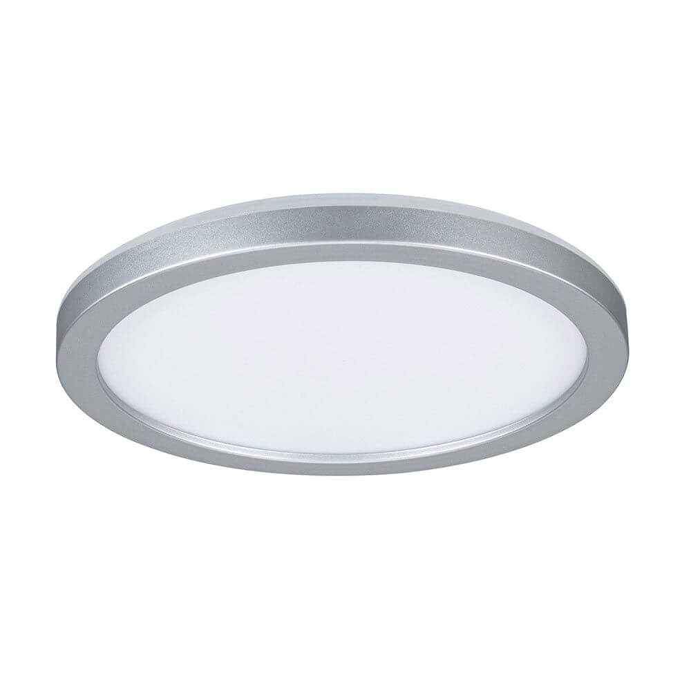 LED Panel Atria Shine Chrom-Matt Rund Ø 19cm mit warmweißer Beleuchtung für Wohnräume und Küchen.