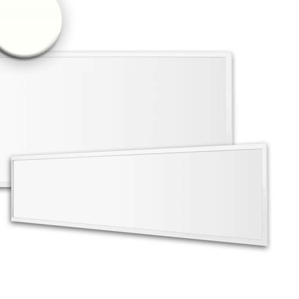 LED Panel aus Stahl in Weiß, flach und effizient, ideal für Deckenbeleuchtung in modernen Räumen.