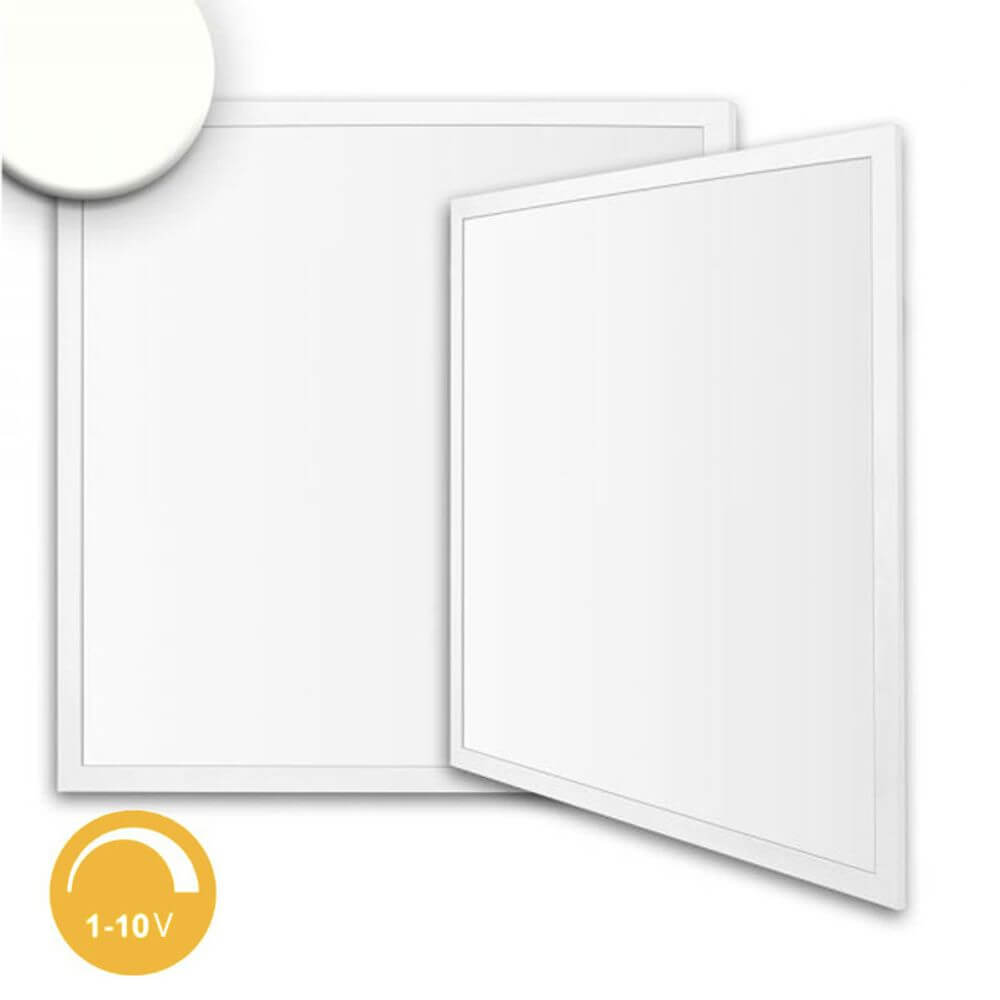 LED Panel Business Line 625 Neutralweiß 1-10 V Dimmbar 4250lm Weiß von zwei Seiten gezeigt.