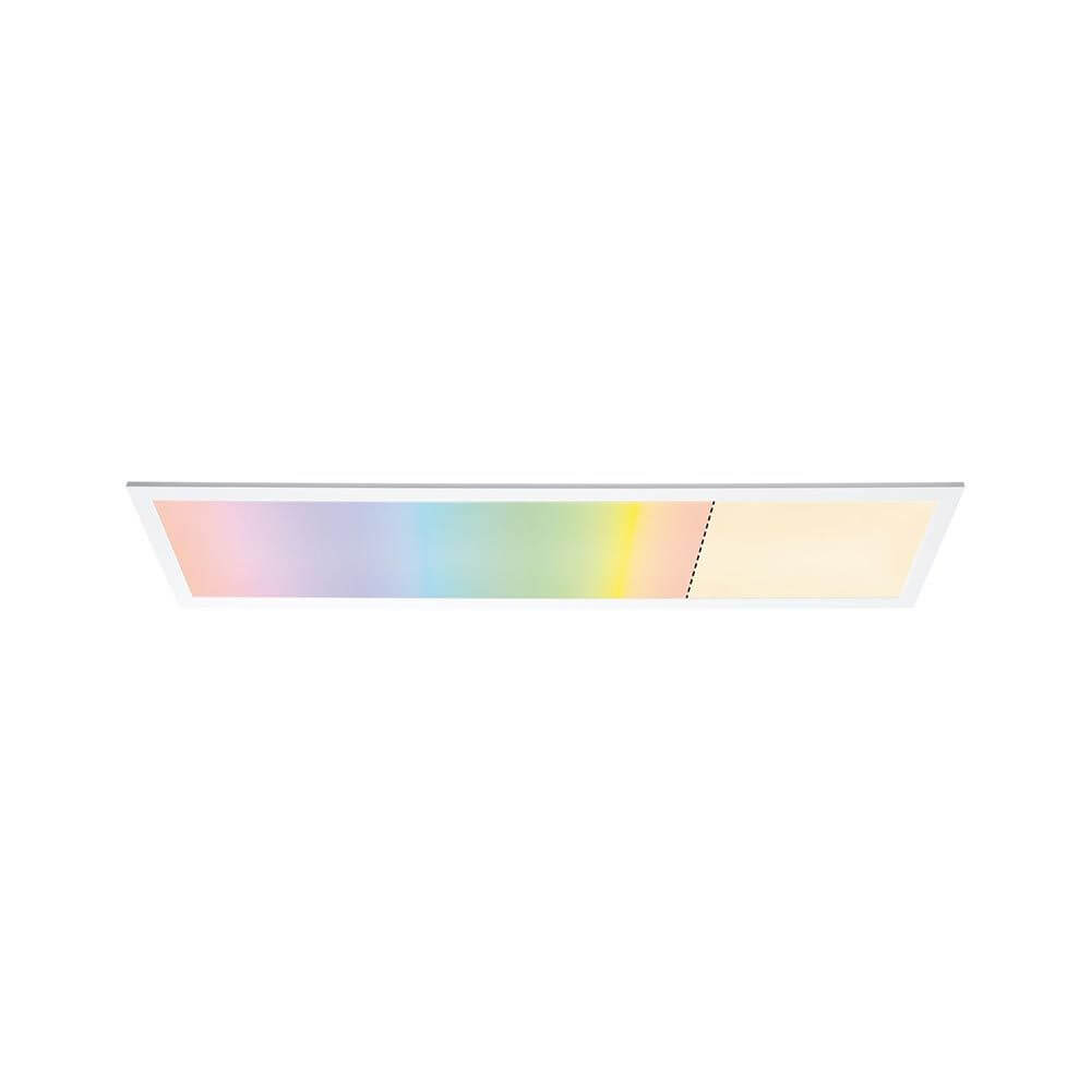 LED Panel Smart Home Zigbee Amaris Eckig RGBW Weiß-Matt in Rainbow-Farben mit satinierter Oberfläche.