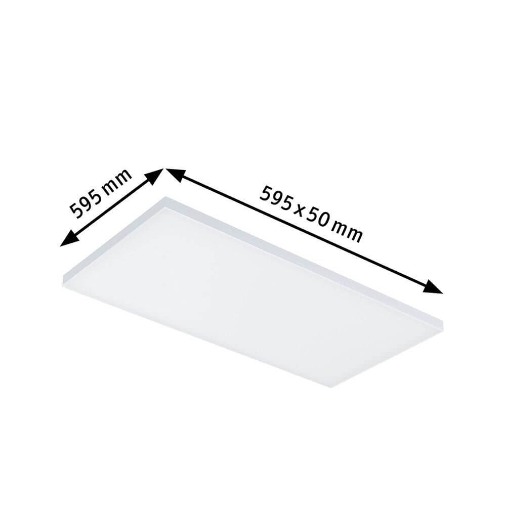 LED Panel Velora mit 595x295mm, ultraflache Bauform, satinierte Diffusorplatte für gleichmäßiges Licht.