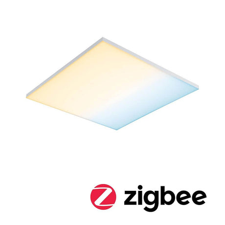 LED Panel Smart Home Zigbee Velora Quadratisch Weiß-Matt mit satinierter Diffusorplatte und Tunable White Funktion.