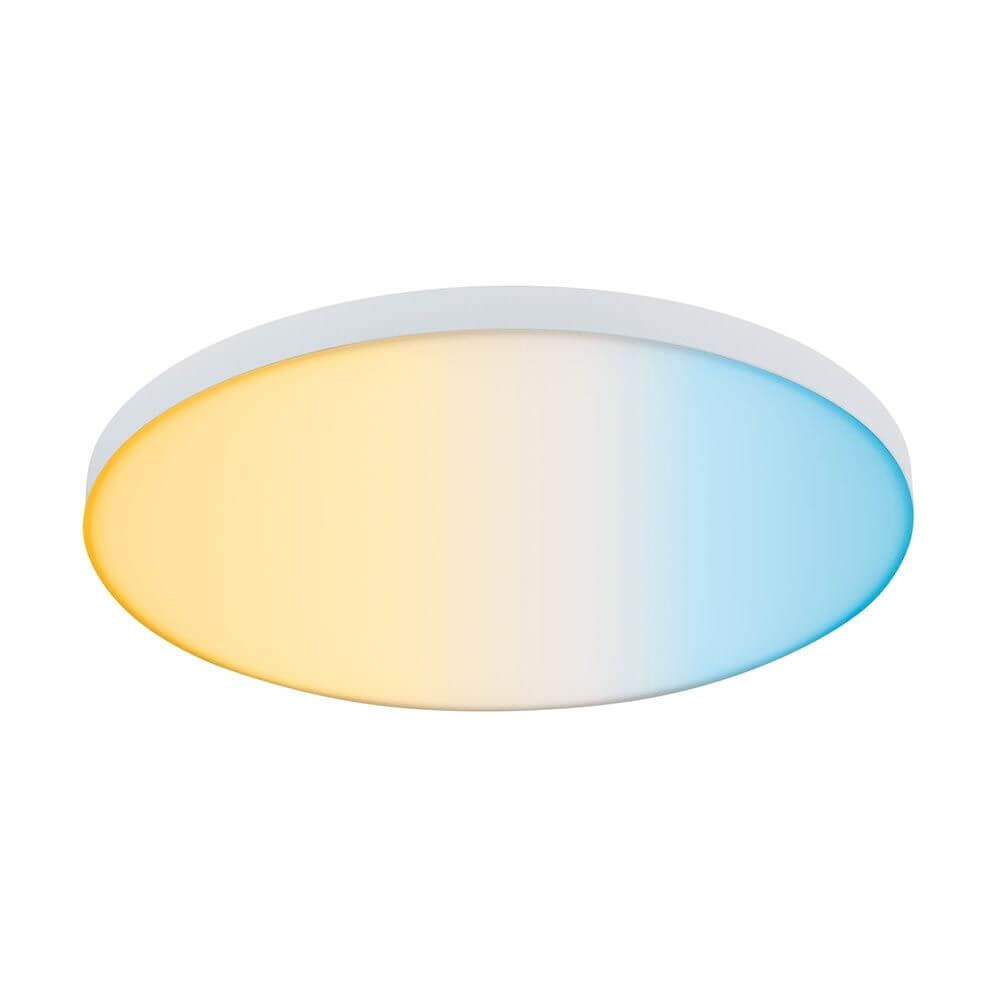 LED Panel Smart Home Zigbee Velora CCT Rund 40cm Weiß mit sanfter Farbwechsel-Funktion zwischen warmem und kaltem Licht.