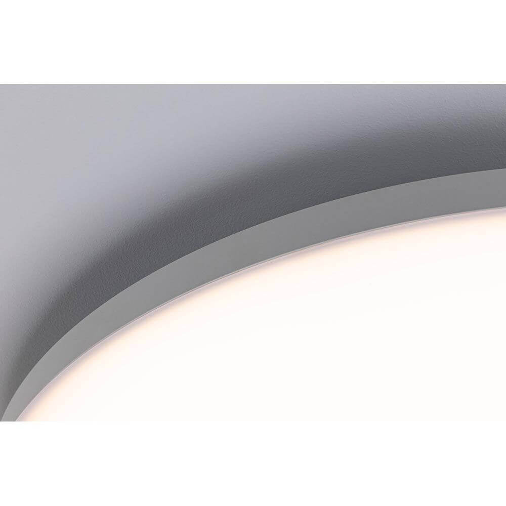LED Panel Smart Home Zigbee Velora CCT Rund 40cm Weiß – Detailaufnahme der satinierte Oberfläche und Rundung.