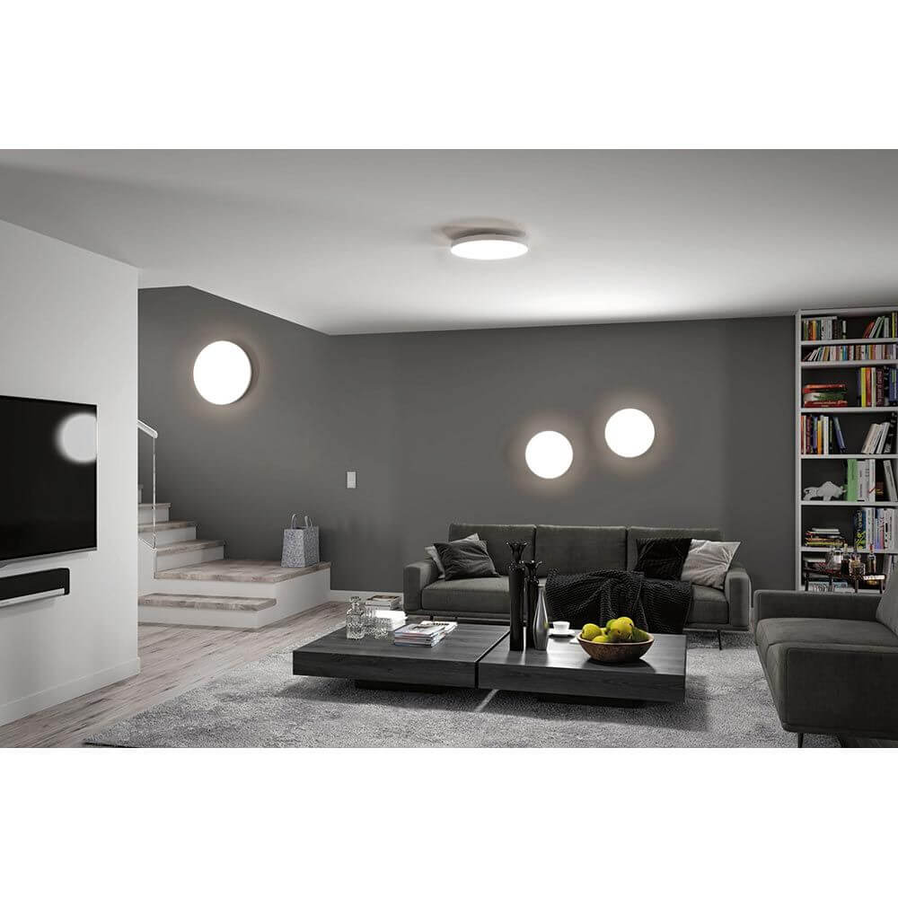 LED Panel Smart Home Zigbee Velora CCT Rund 40cm Weiß in modernem Wohnraum mit stilvollem Interieur