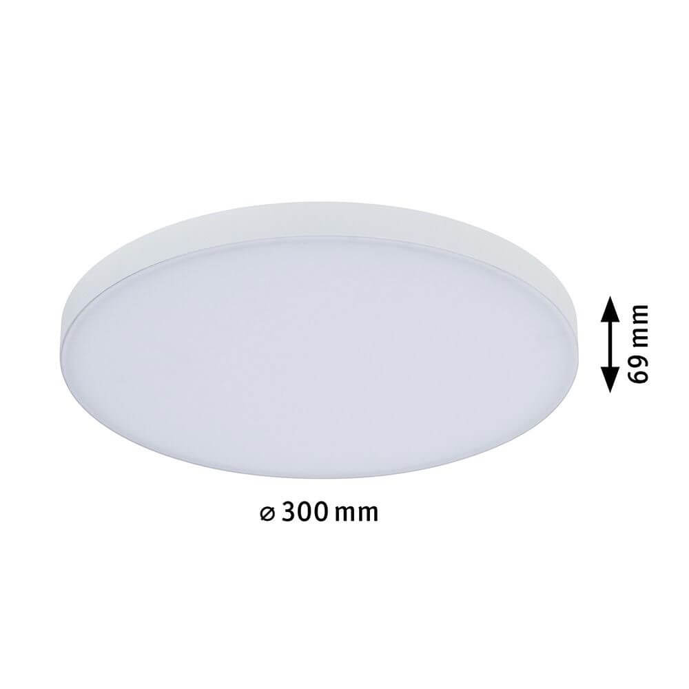 LED Panel Smart Home Zigbee Velora Rund RGBW mit einem Durchmesser von 300 mm und einer Höhe von 69 mm.