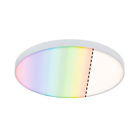 LED Panel Smart Home Zigbee Velora Rund RGBW in runder Form mit Farbwechsel und satinierter Oberfläche.