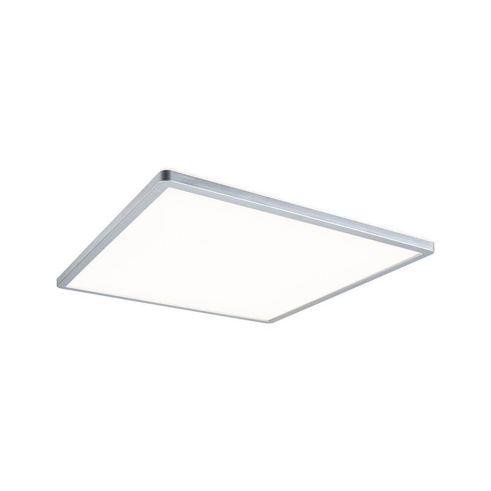 LED Panel Atria Shine eckig in Chrom matt, 22W, dimmbar für Wohn- und Schlafräume, 420x420mm.