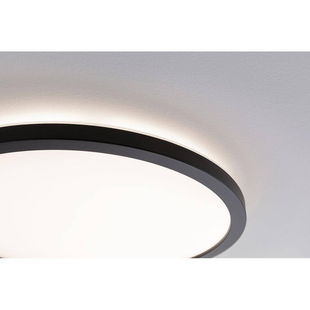 LED Panel mit 3 Stufen-Dimmer Atria Shine Schwarz, runde Deckenleuchte in elegantem Schwarz, warmweißes Licht.
