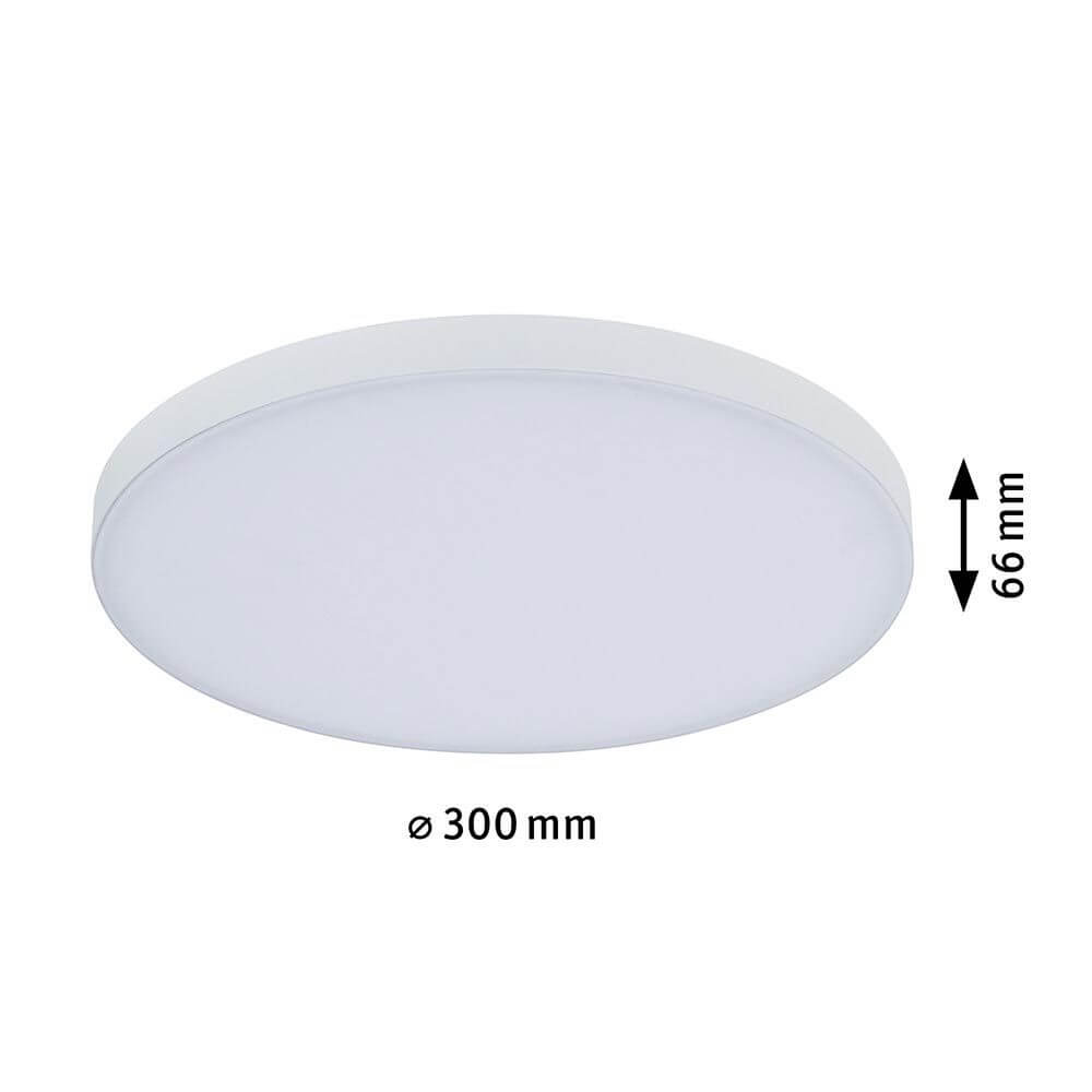 LED Panel Deckenleuchte Velora Ø 30cm in runder Form mit einem Durchmesser von 300 mm und einer Höhe von 66 mm.
