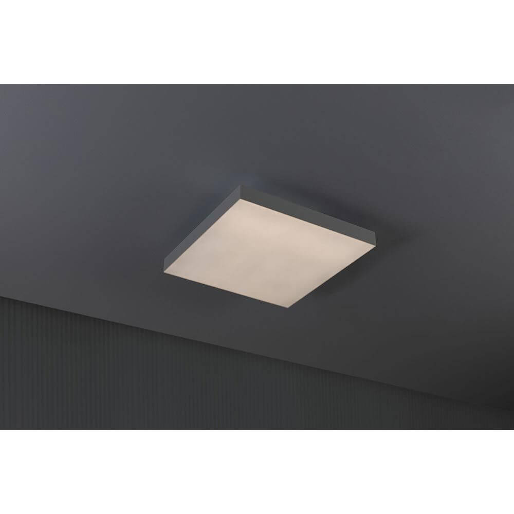 LED Panel Velora Rainbow CCT-Dimmbar 29x29cm an der Decke montiert, bietet atemberaubende Lichteffekte.
