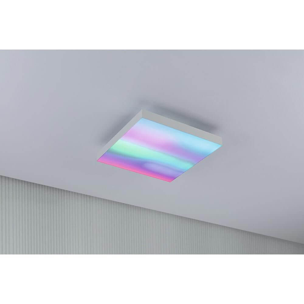 LED Panel Velora Rainbow CCT-Dimmbar 29x29cm mit spektakulären Lichteffekten im Wohnraum.