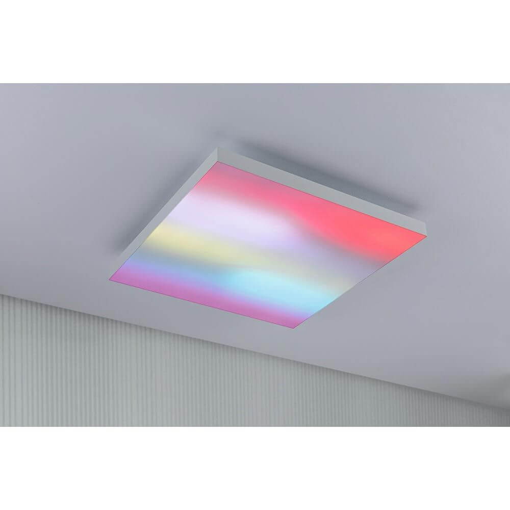 LED Panel Velora Rainbow RGBW Dynamisch 45x45cm mit spektakulären Lichteffekten und Farbwechsel im Wohnraum.