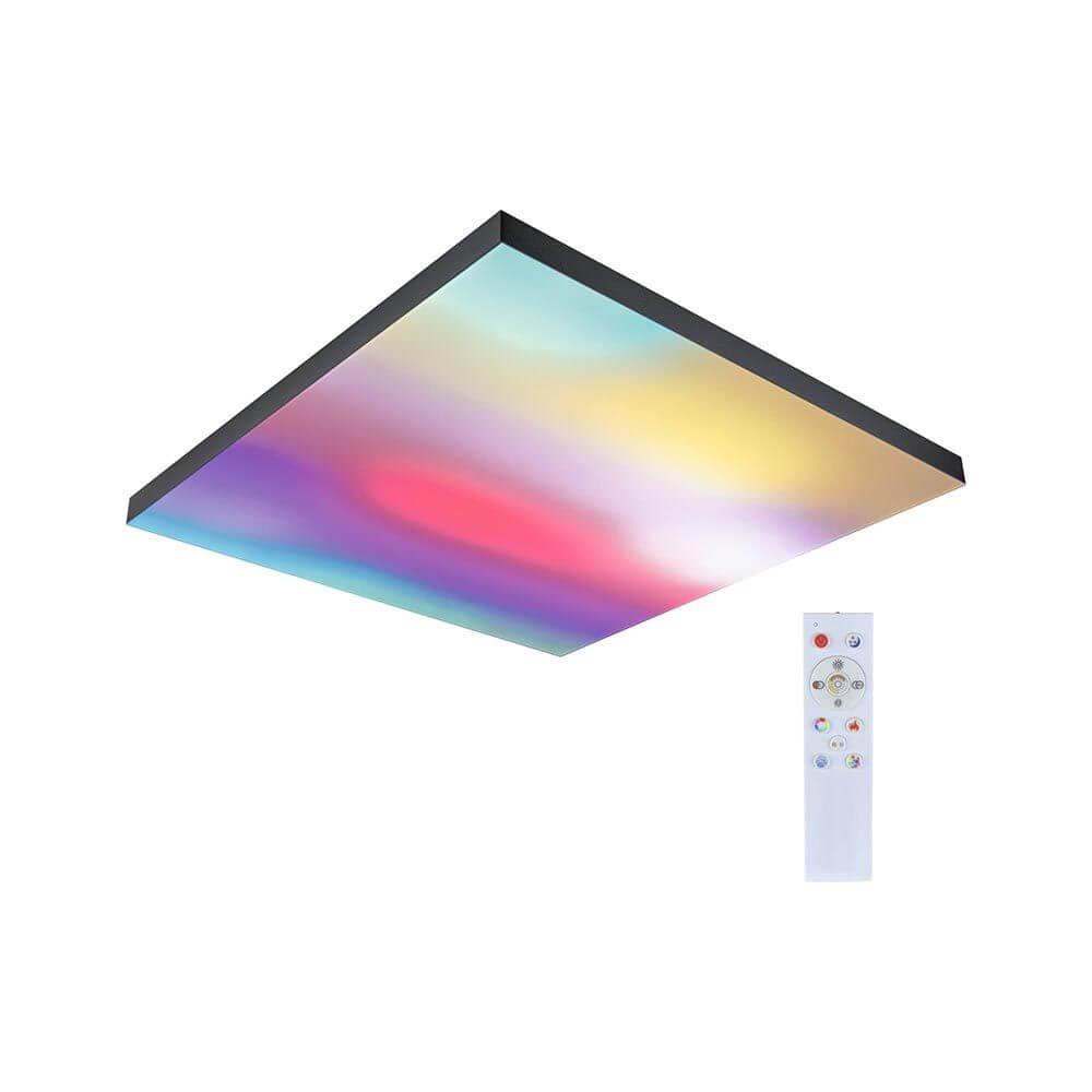 LED Panel Velora Rainbow RGBW Dynamisch Schwarz mit Fernbedienung und spektakulären Lichteffekten in Rainbow-Farben.