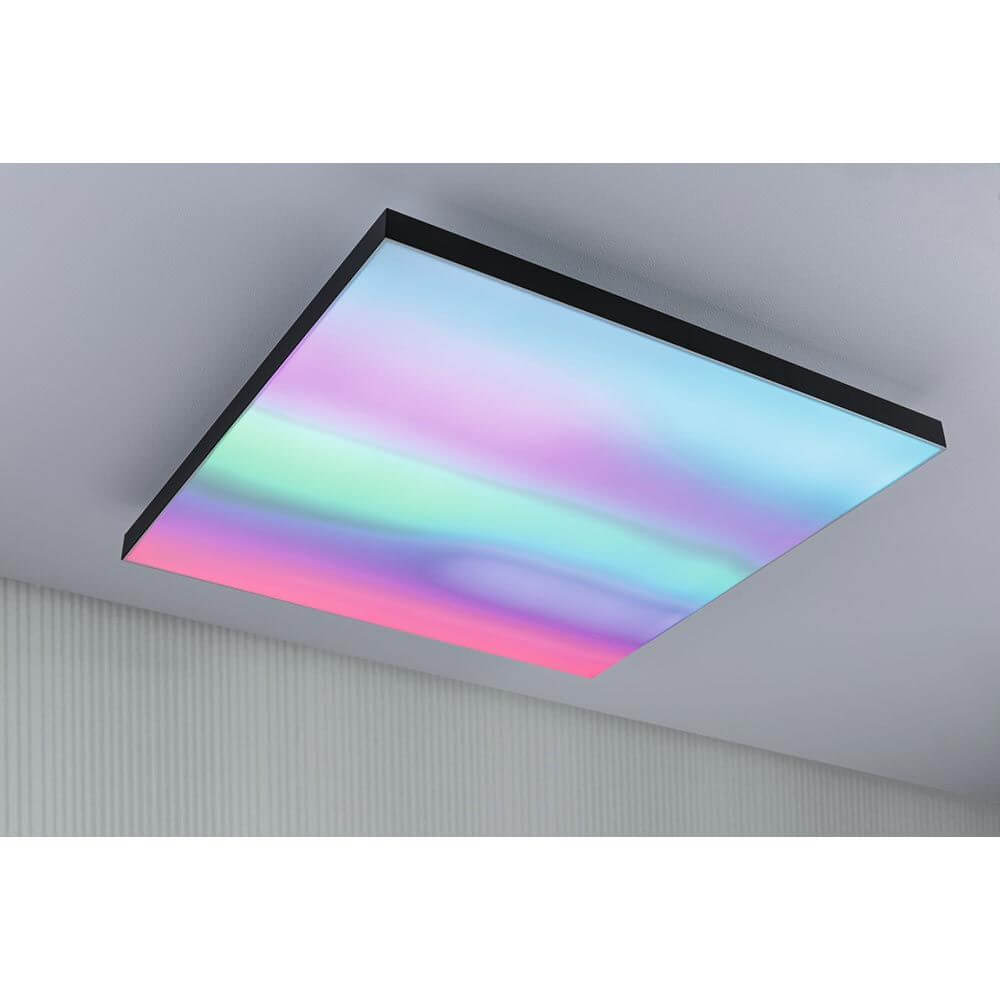 LED Panel Velora Rainbow RGBW Dynamisch Schwarz mit spektakulären Lichteffekten in verschiedenen Farben.