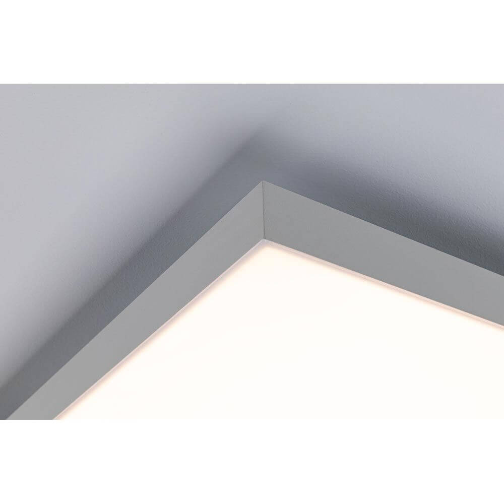 Ecke des Velora LED Rainbow Panel RGBW Dynamisch Weiß 59x59cm mit sanftem Lichteinfall.