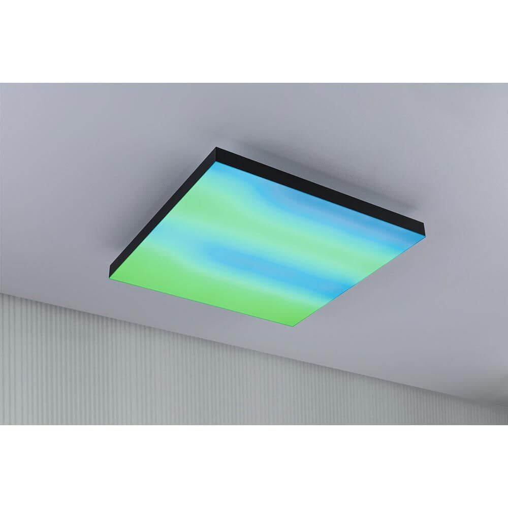 LED Panel Velora Rainbow RGBW Dynamisch Quadratisch Schwarz mit Farbverlauf in Grün und Blau
