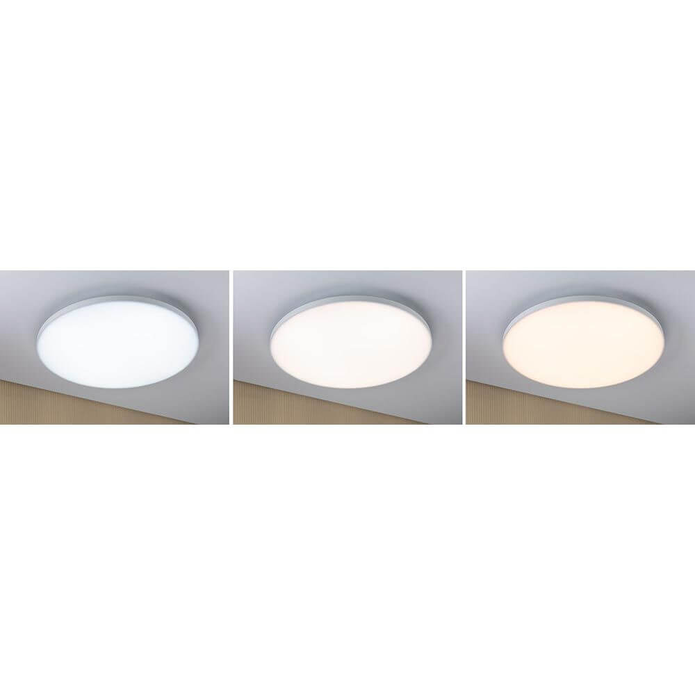 LED Panel Velora 60cm Wärme-Dimmbar Weiß in drei Farbvarianten angebracht an der Decke.