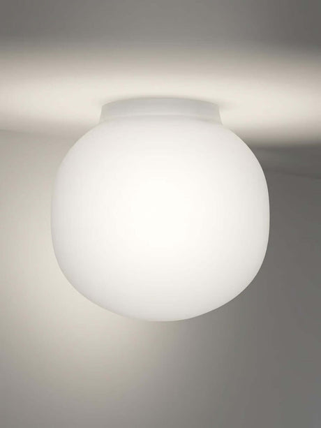 Lodes Volum LED wall and ceiling light Dimmable IP54 White, elegant mouth-blown glass sphere in white.