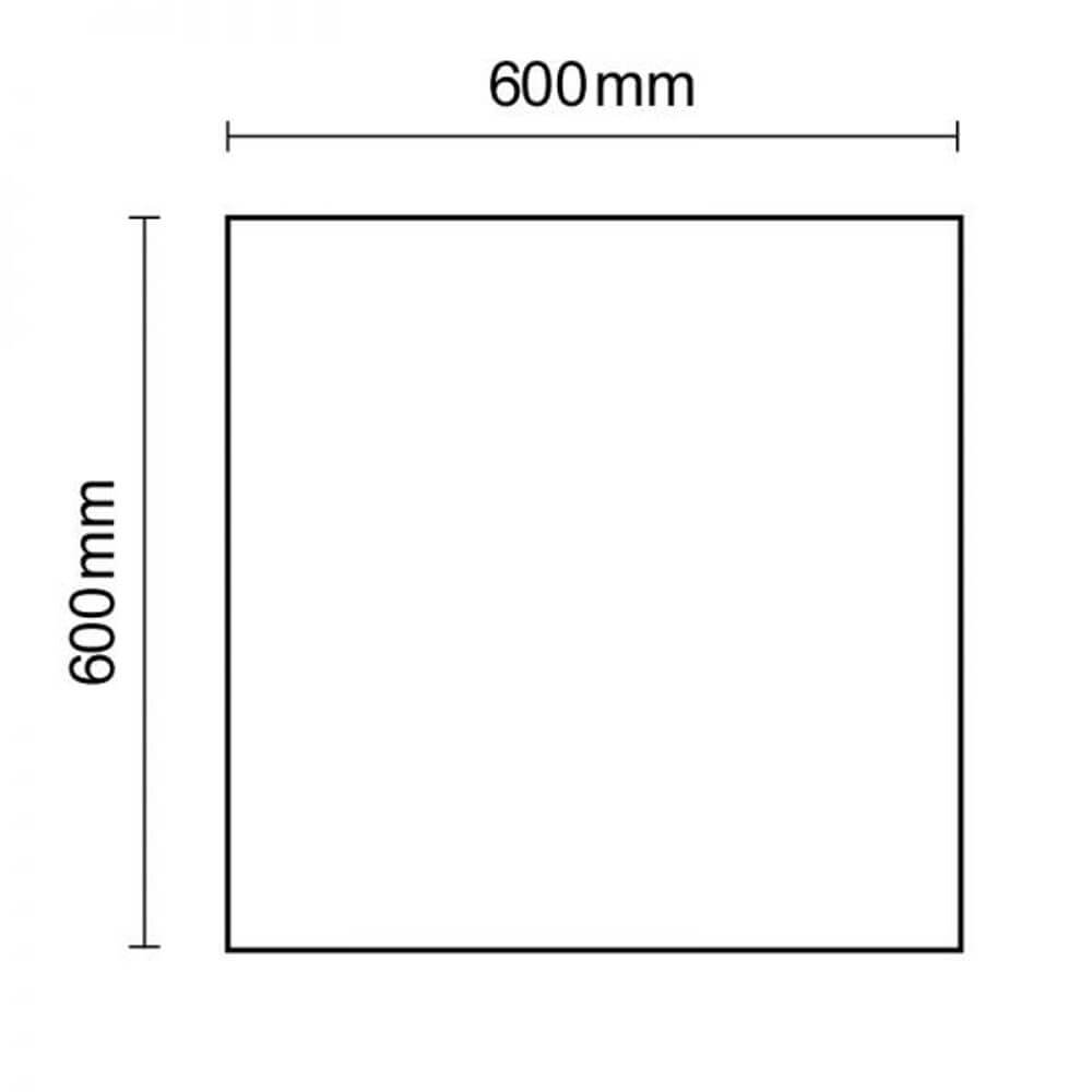 Maßzeichnung des LED Panel rahmenlos 600 Neutralweiß Dimmbar 5100lm Weiß, 600mm x 600mm.