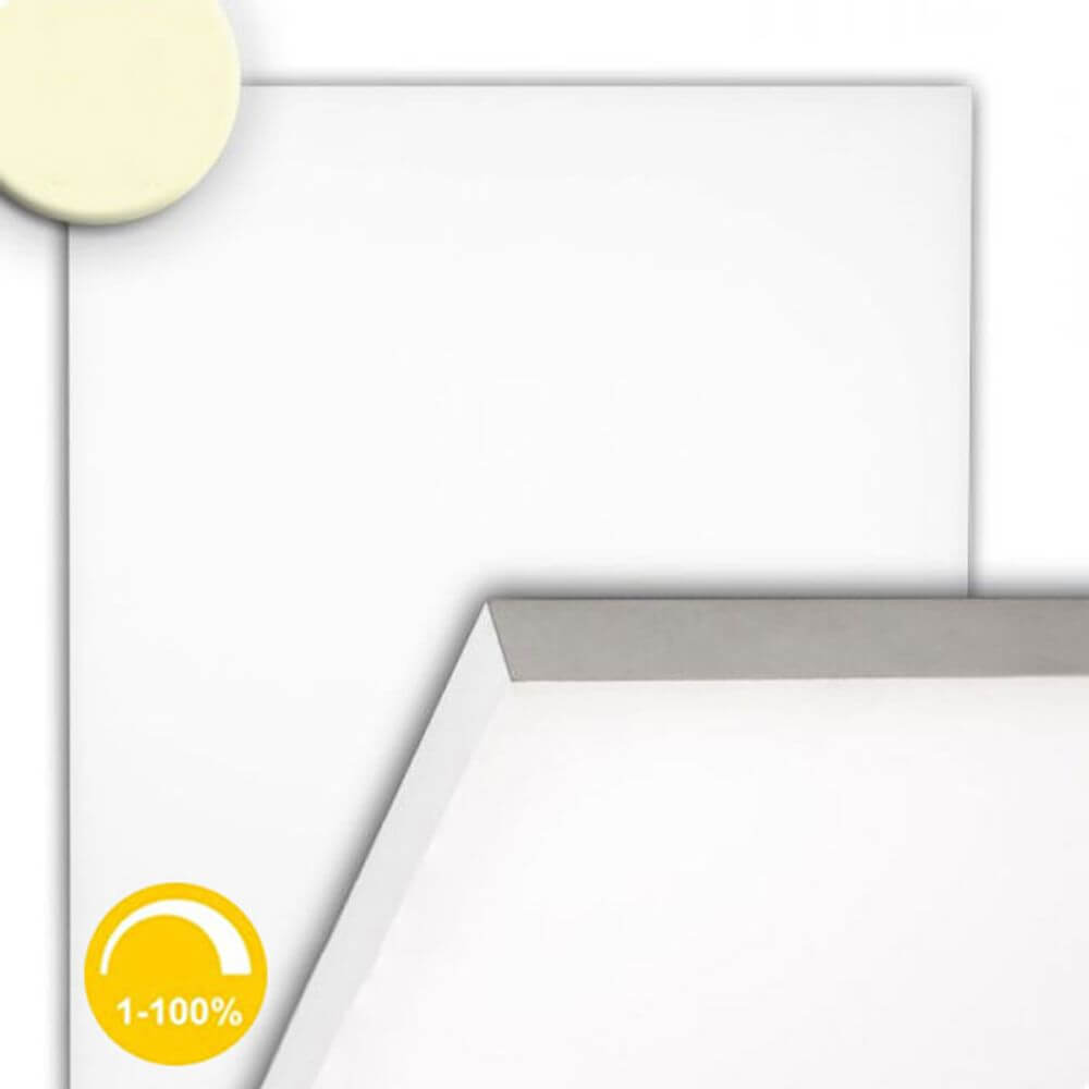 LED Panel rahmenlos 600 Warmweiß Dimmbar 4700lm Weiß zeigt eine dimmbare Deckenleuchte in Weiß mit flachem Design.