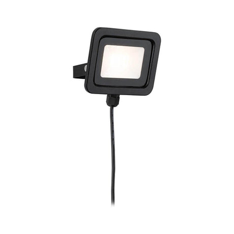 Park + Light LED Außen-Wandstrahler Bimea IP65 Schwarz an einer Wand montiert, für Außenbeleuchtung.