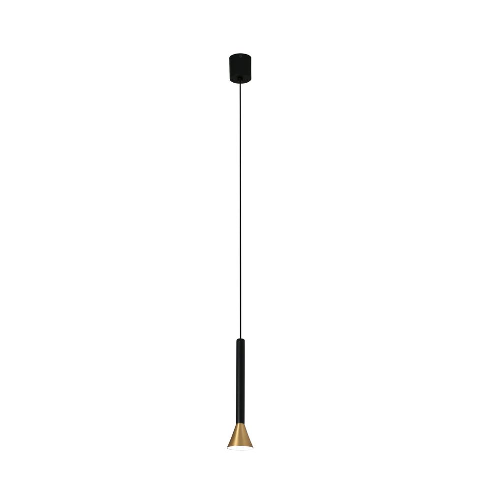 LED Pendellampe DANKA 6W 3000K Goldfarben-Satin, Schwarz in modernem Design.