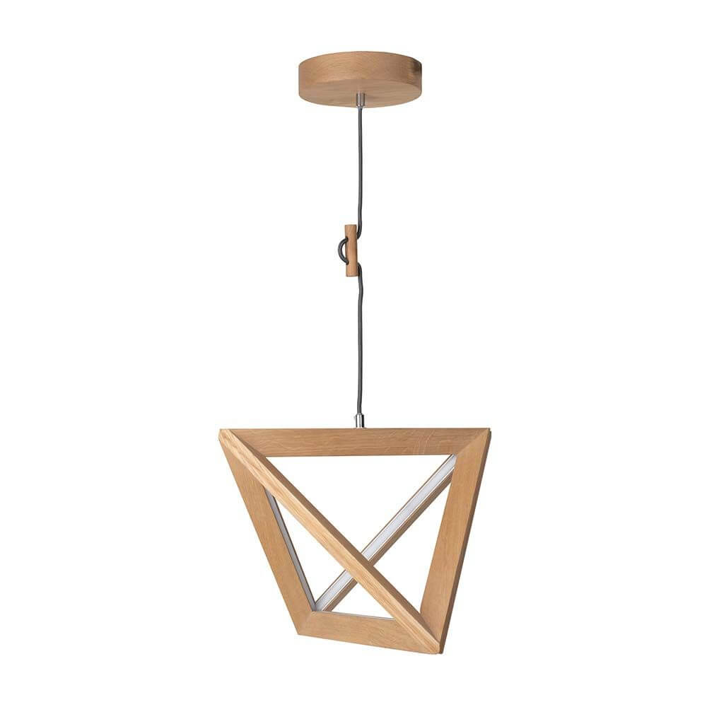 LED Pendellampe Trigonon 2500lm Eiche-Geölt im modernen Design aus Eiche mit geometrischer Form.