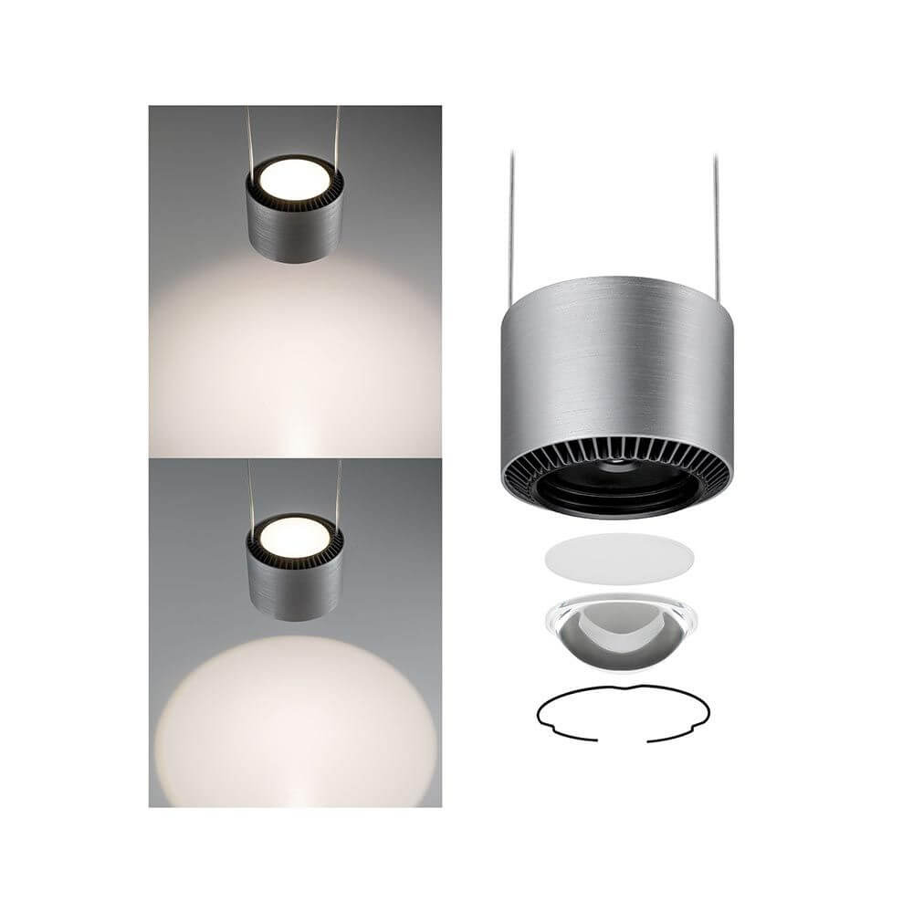 LED Pendelleuchte Aldan Schwarz, Alu-Gebürstet mit dekorativem Licht und individuellem Design.