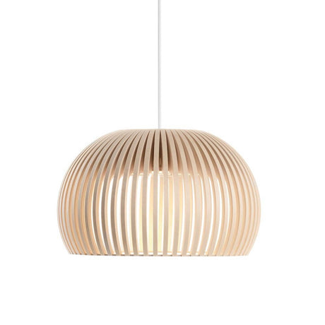 LED Atto 5000 wooden pendant light Ø 34 cm with modern design and wooden slats.