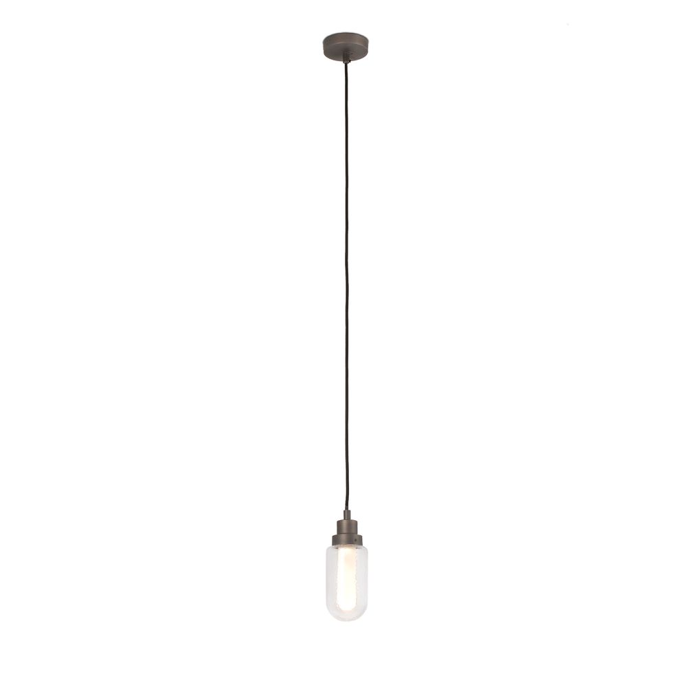 LED Pendelleuchte BRUME 3W 2700K IP44 Bronze hängend, modernes Design mit angeschaltetem Licht.