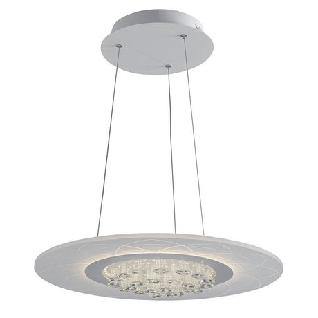 LED Suspension Himalaya Ø 50 cm blanc au design élégant et à la structure cristalline pour un éclairage contemporain.