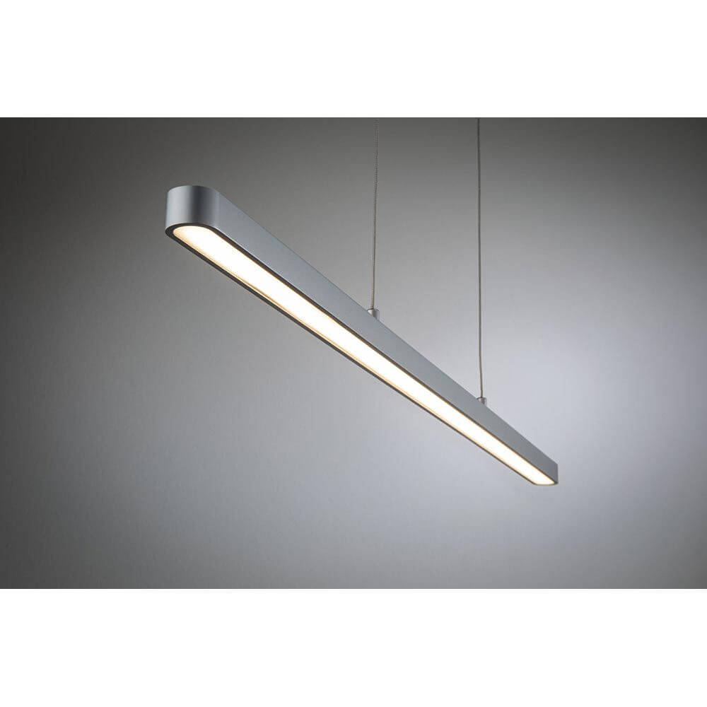 LED Pendelleuchte Lento 100cm in Chrom matt, höhenverstellbar mit modernster LED-Technik und hohem Lumenoutput.