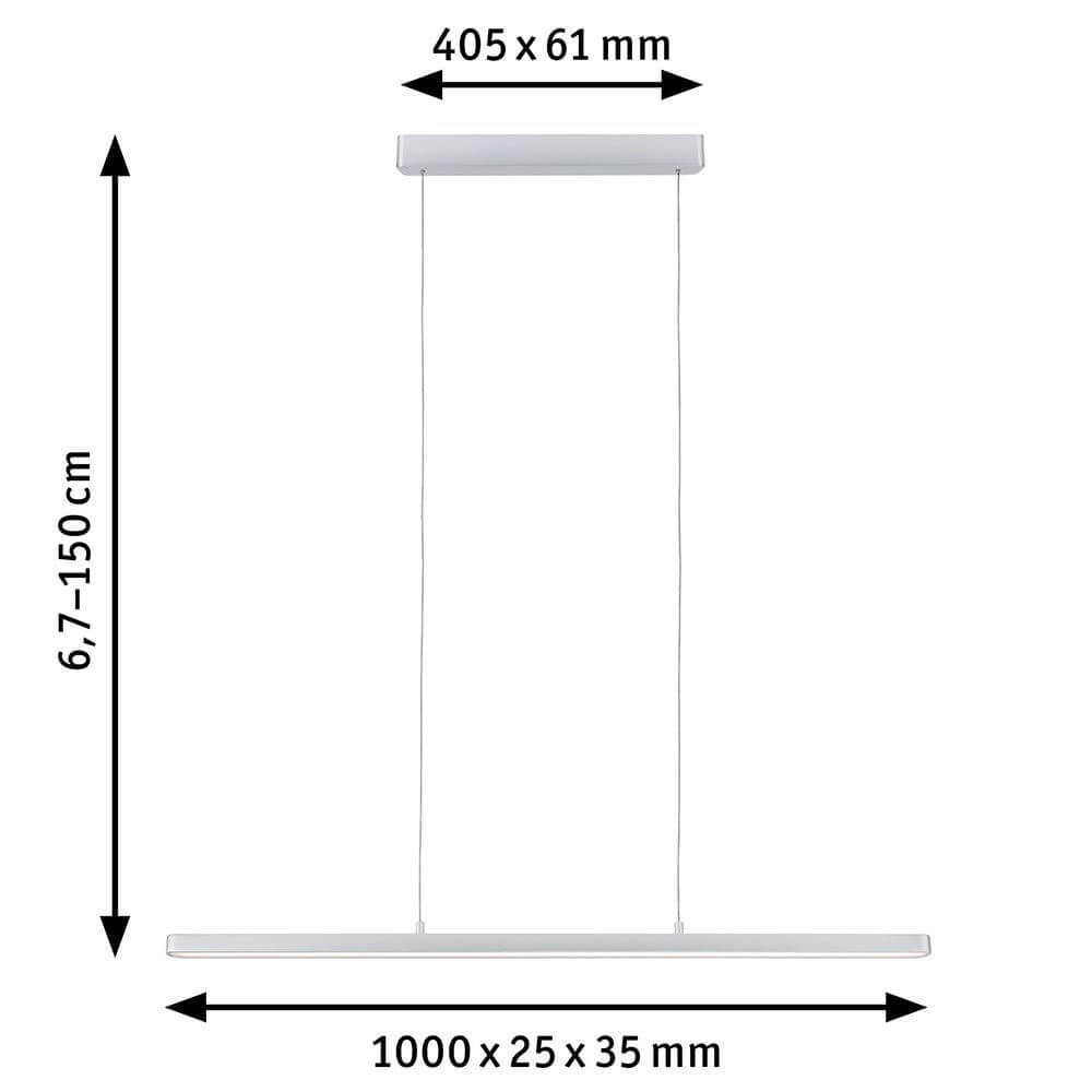 LED Pendelleuchte Lento CCT-Dimmbar 2700-6000K Weiß mit Abmessungen 1000 x 25 x 35 mm