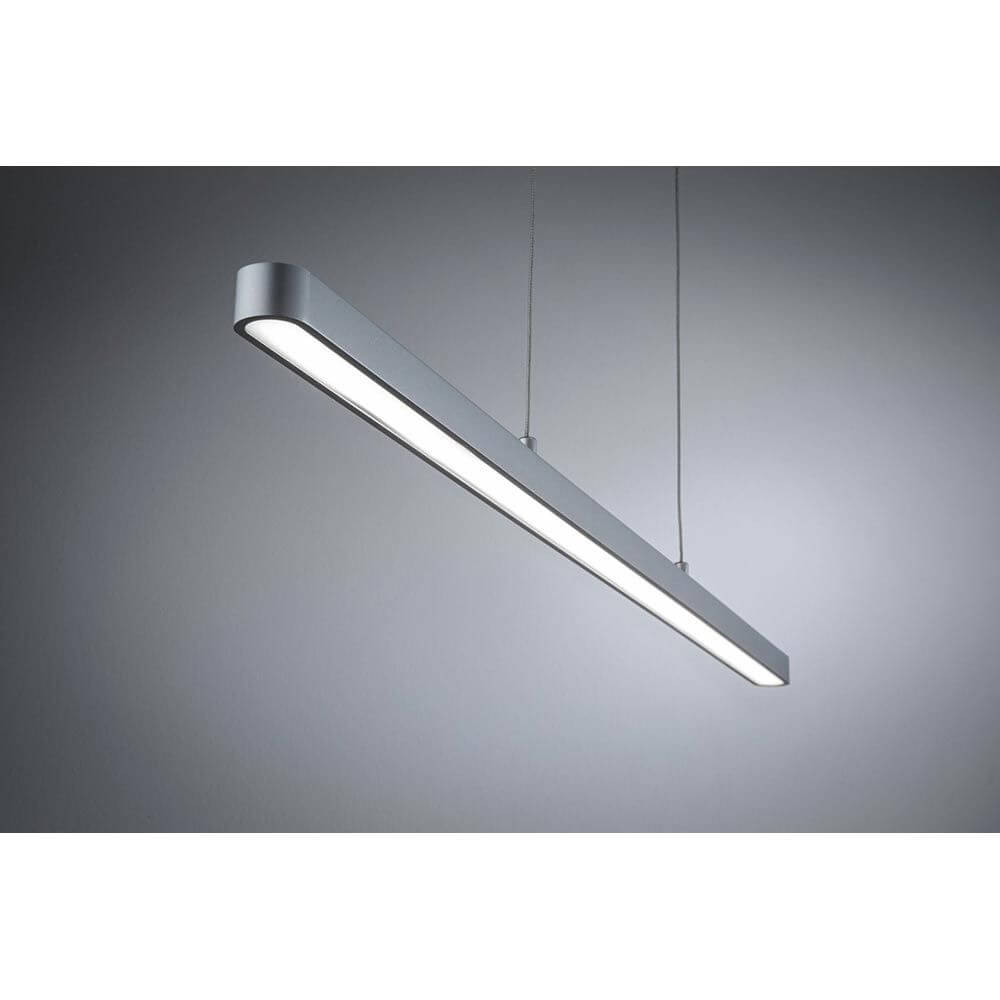 LED Pendelleuchte Lento CCT-Dimmbar 2700-6000K Weiß in modernem Design mit matt-chromfarbener Ausführung.