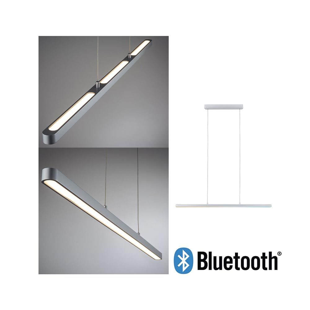 LED Pendelleuchte Lento CCT-Dimmbar 2700-6000K Weiß mit Bluetooth-Funktion und höhenverstellbarem Design.