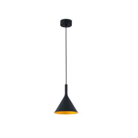 LED pendant light PAM-P 11W 3000K Black, gold-coloured - elegant ceiling light in black with a gold-coloured interior design.