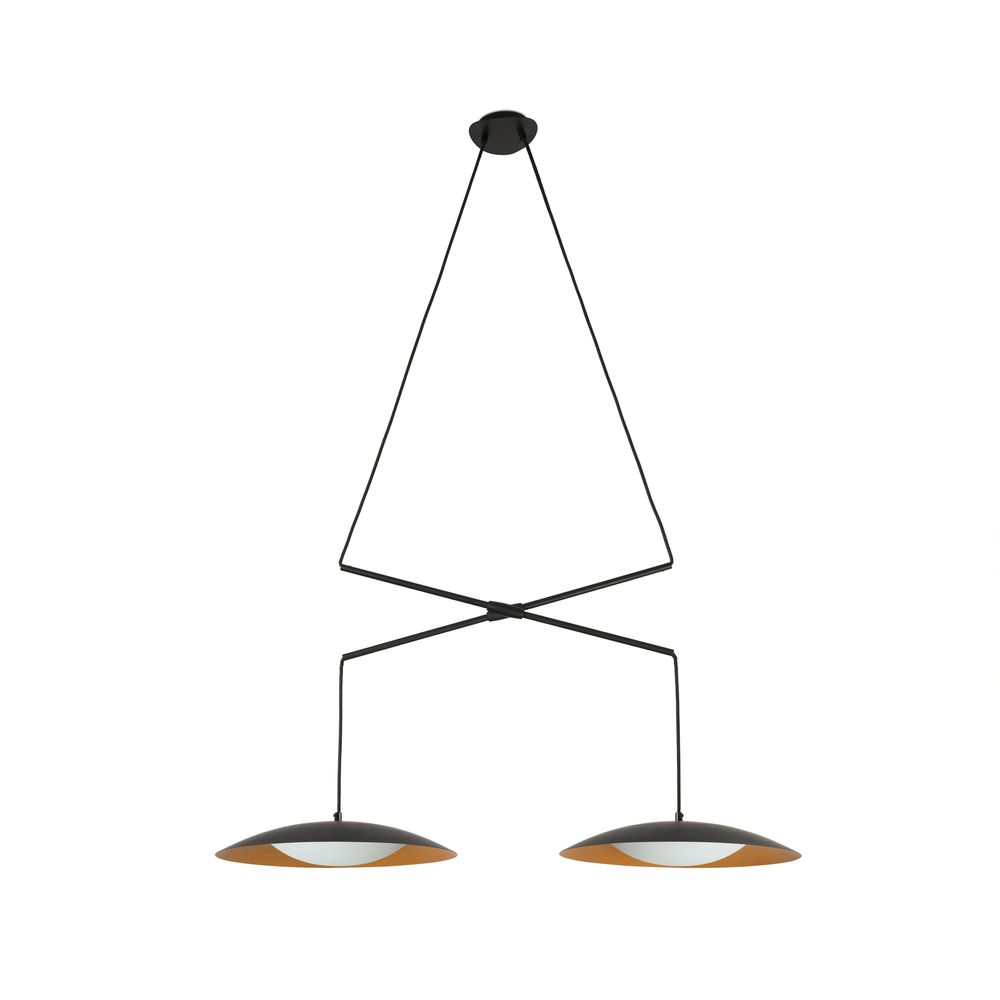 LED Pendelleuchte SLIM DOUBLE Schwarz, Goldfarben mit modernem Design und elegantem Look.