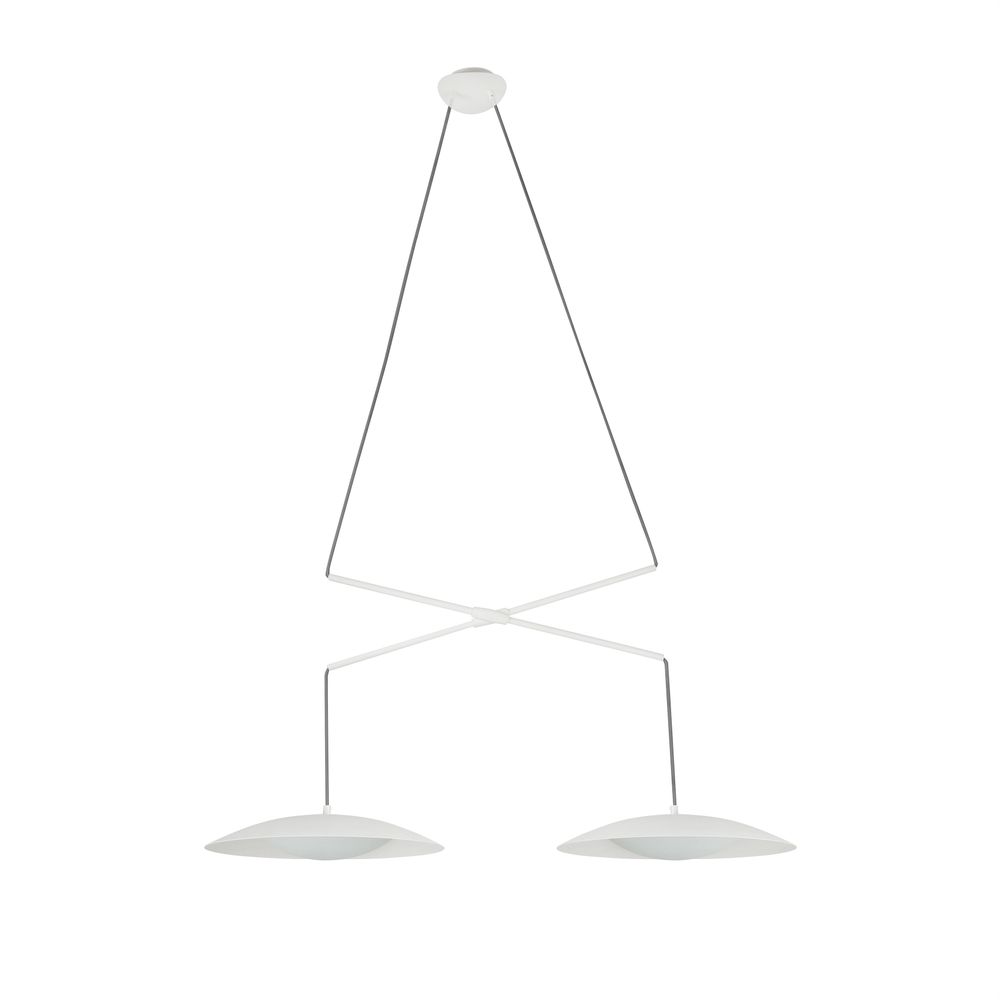 LED Pendelleuchte SLIM DOUBLE Weiß mit modernem Design und zwei Schirmelementen, ideal für stilvolle Beleuchtung.