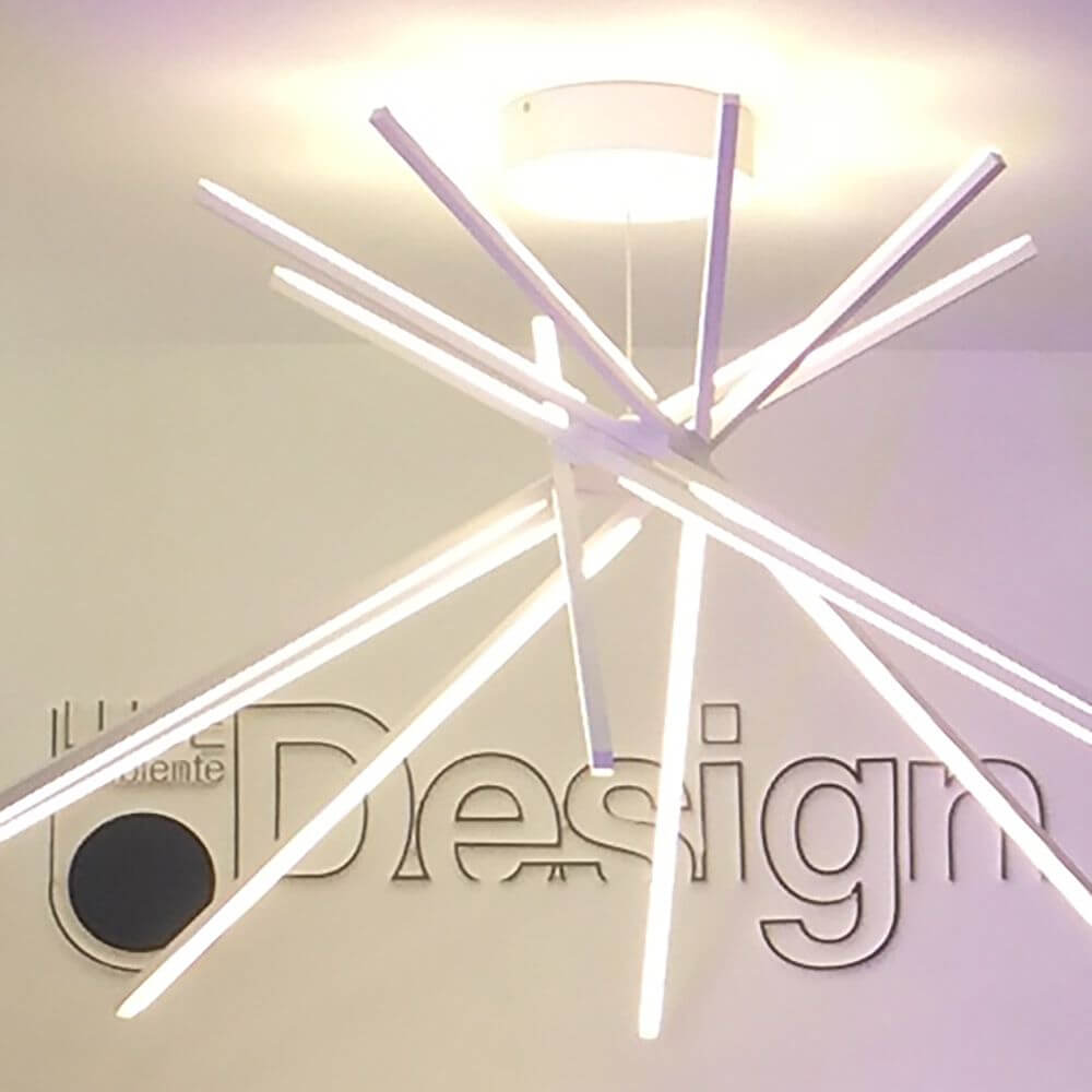 LED Pendelleuchte Shanghai Weiß mit modernem Design und direkter sowie indirekter Lichtabstrahlung.