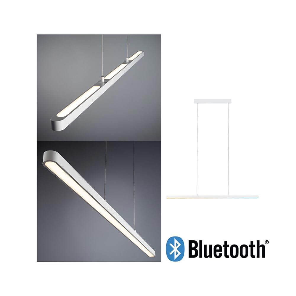 LED Pendelleuchte Smart Home Bluetooth Lento Weiß in moderner, höhenverstellbarer Ausführung mit Bluetooth-Funktion.