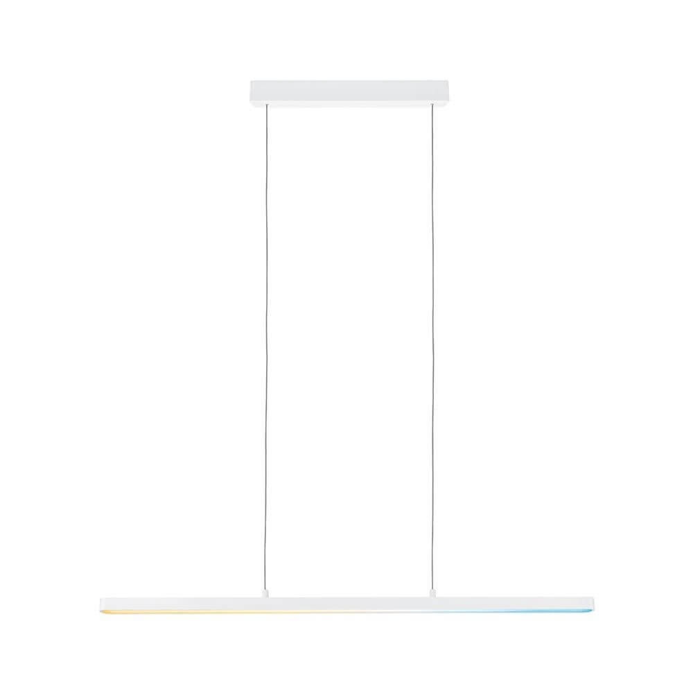 LED Pendelleuchte Smart Home Bluetooth Lento Weiß in modernem Design, höhenverstellbar und mit gestaffeltem Licht.