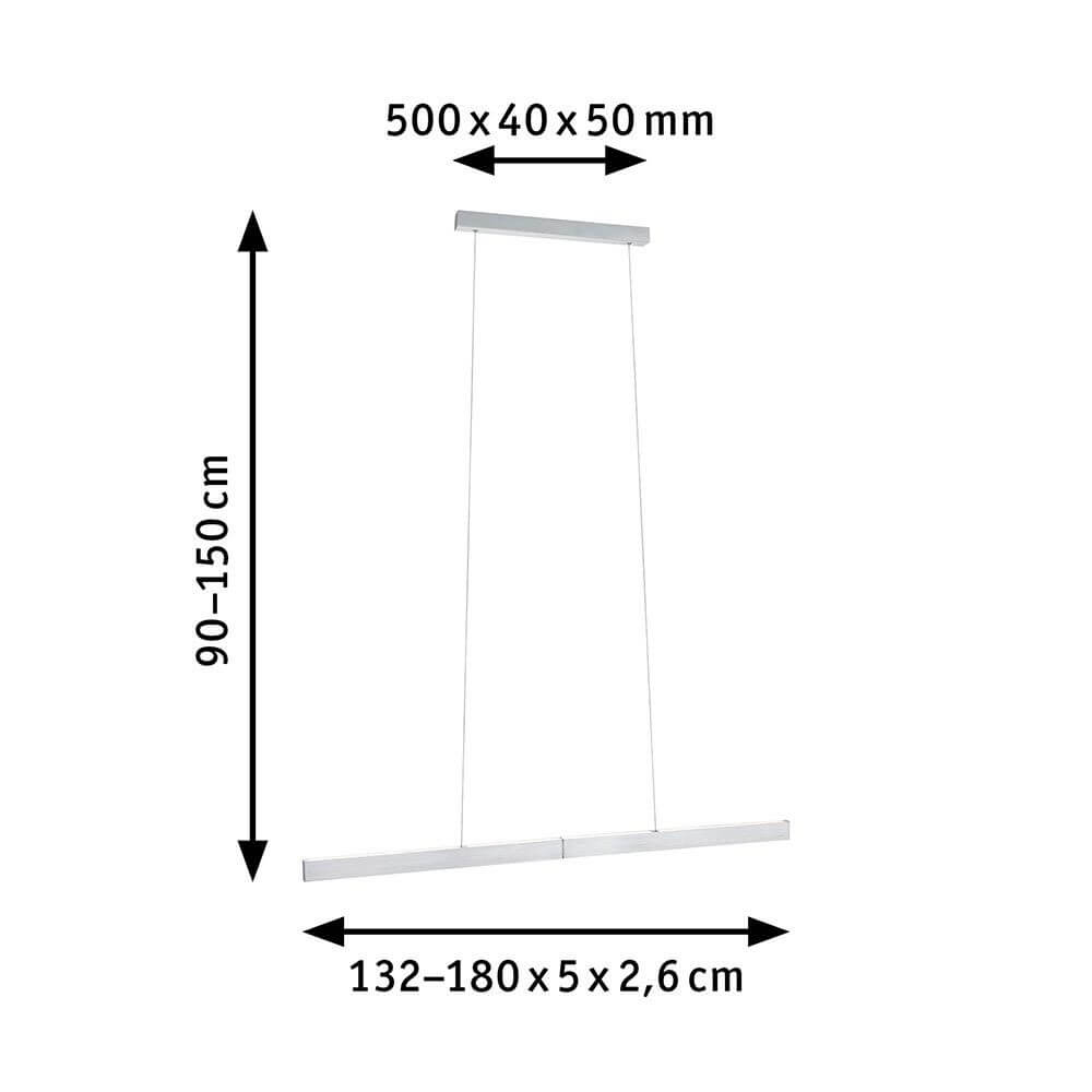 LED Pendelleuchte Smart Home Zigbee Aptare Alu-Gebürstet Maße: 500x40x50 mm, Höhenverstellbar 90-150 cm, verlängerbar 132-180 cm.