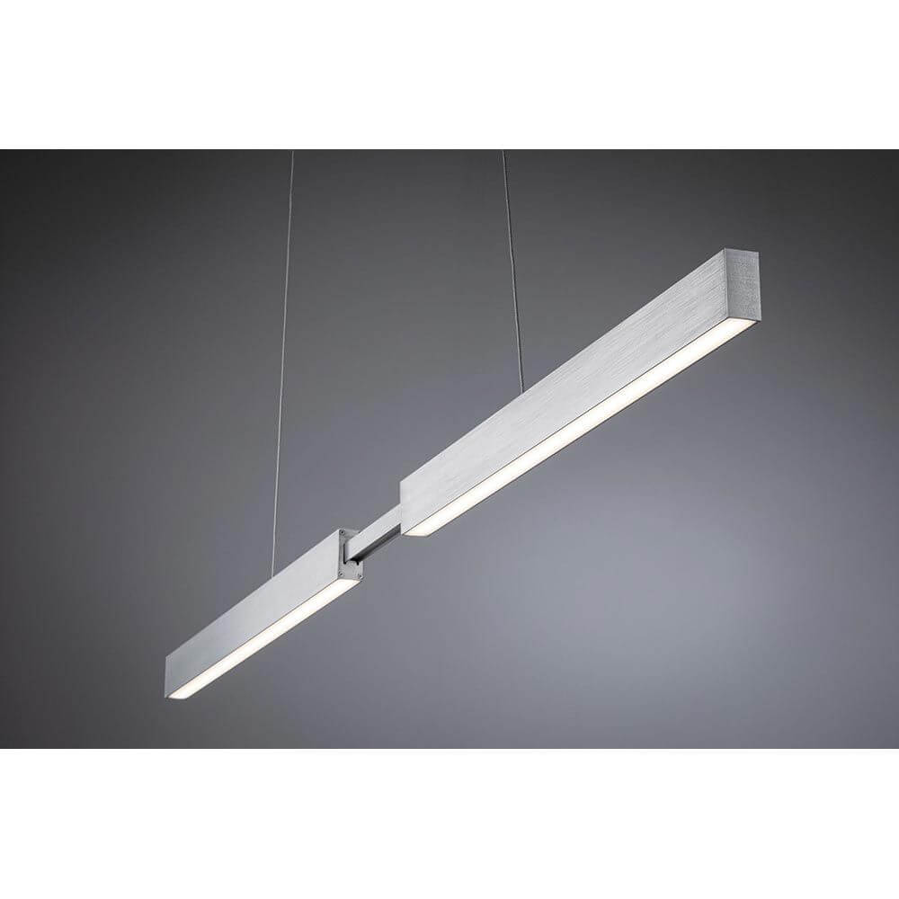 LED Pendelleuchte Smart Home Zigbee Aptare Alu-Gebürstet in modernem Design mit adaptierbarer Höhe und dimmbarer Beleuchtung.