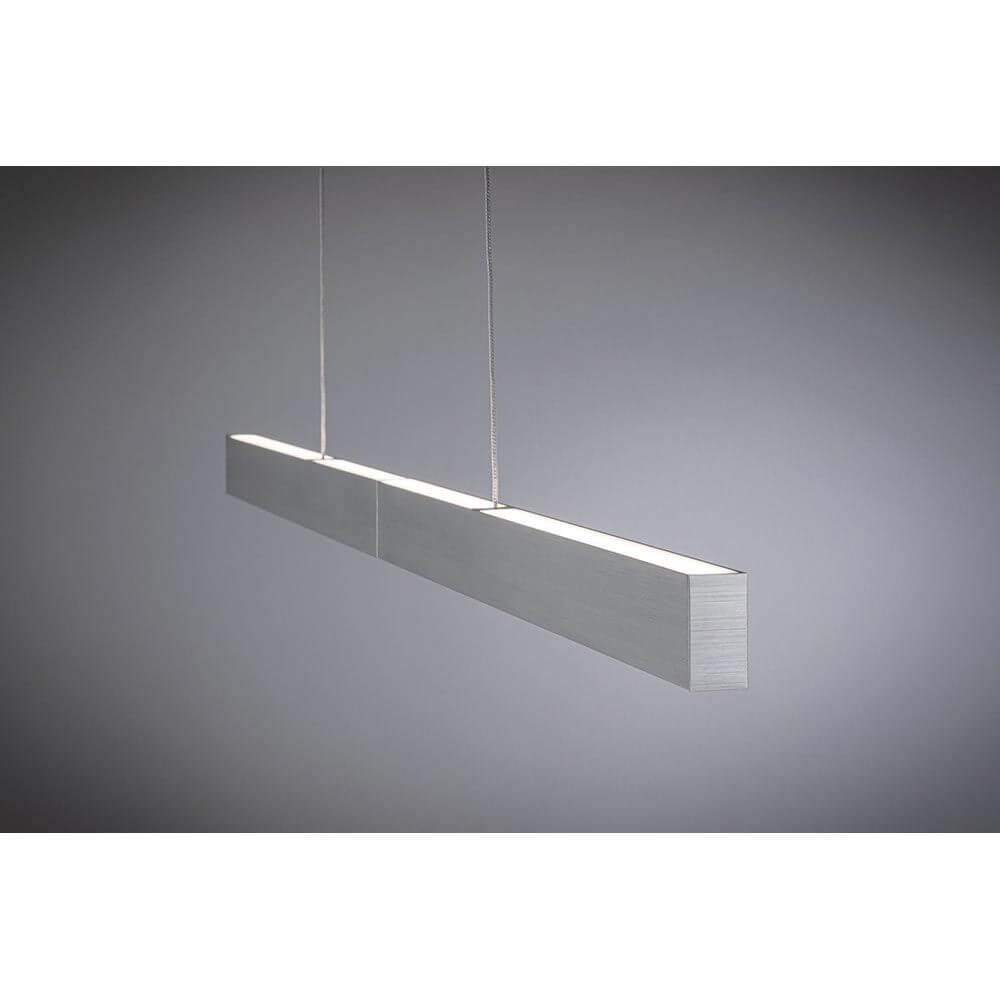LED Pendelleuchte Smart Home Zigbee Aptare Alu-Gebürstet, moderne ausziehbare Hängelampe in Aluminium.